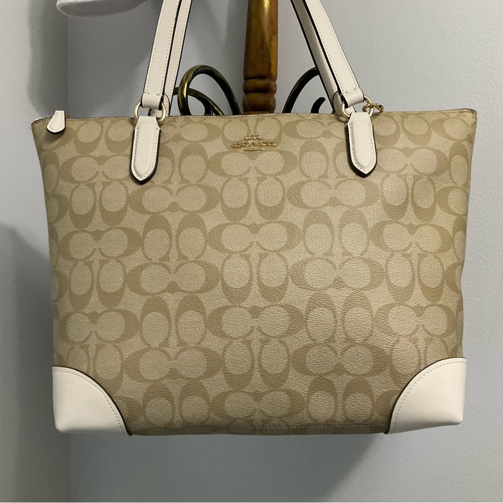 Coach Zip Top Tote in Signature Canvas